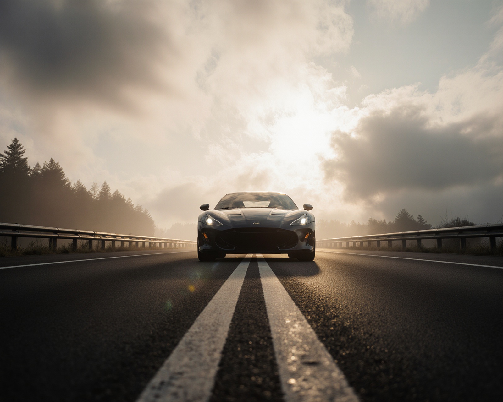 Sports Car On Highway